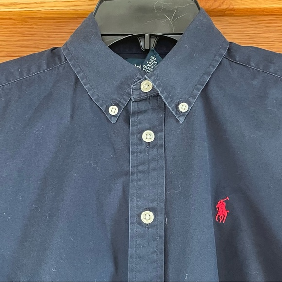 Ralph Lauren Navy Blue Casual Button-Down Shirt kids M(12/14) 100% cotton - Picture 3 of 5